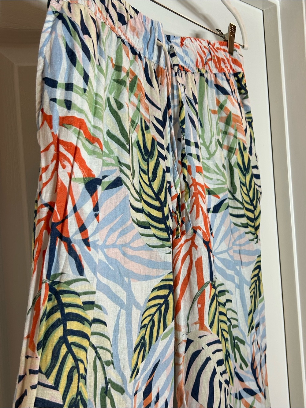 Printed Wide-Leg Pants Tropical Leaf - Multicolor